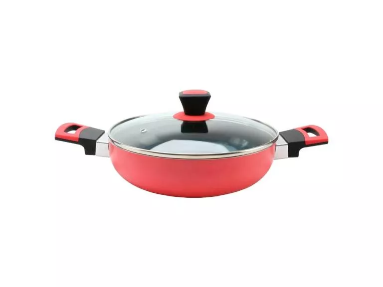 Arrocera Lombardi con Tapa de Vidrio 24 cm Roja