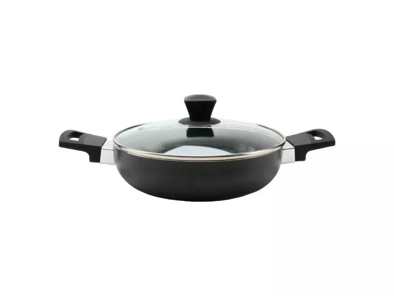 Arrocera Lombardi con Tapa de Vidrio 24 cm Negra