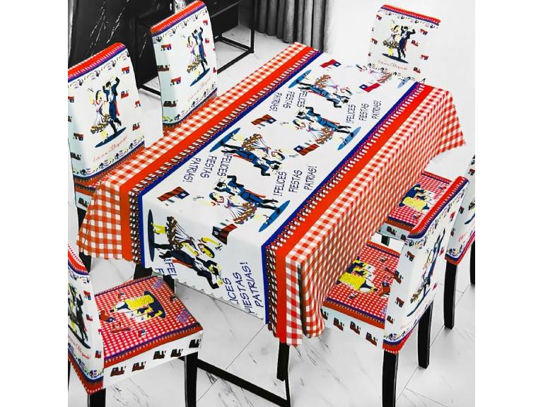 Mantel + Fundas de Sillas Fiestas Patrias varios diseños