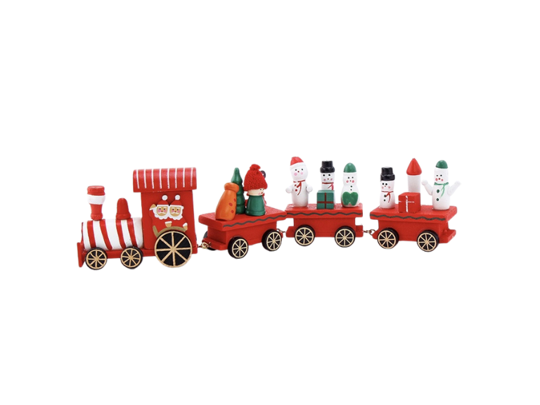 Trenes Navideños de Madera con Bodegones Set de 3 ud