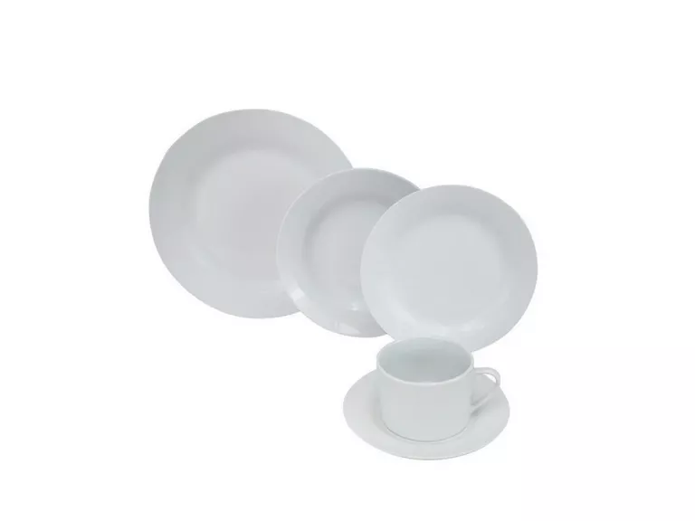 Set Loza 16 Piezas Platos Tazas Vajilla Cerámica Blanco