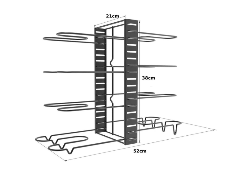 Estante Organizador 8 Ollas Sartenes Platos Cocina Ajustable Negro