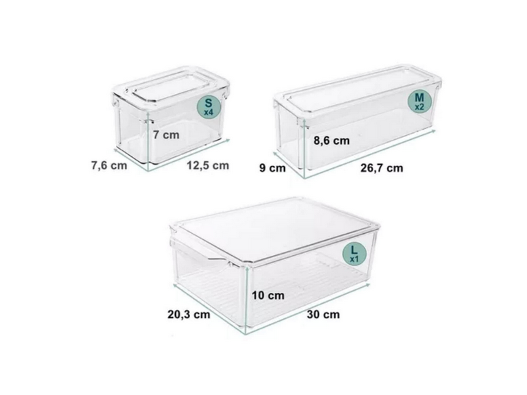 Set 7 Contenedores Organizadores Refrigerador Tapa