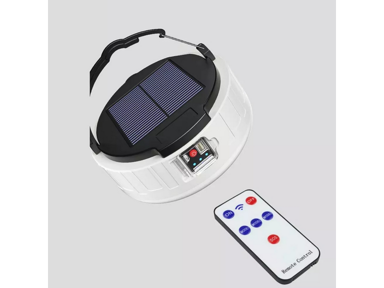 Lámpara Solar Emergencia Recargable Cargador USB Control Remoto