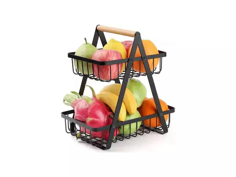 Frutero Mesa Frutas 2 Niveles Negro