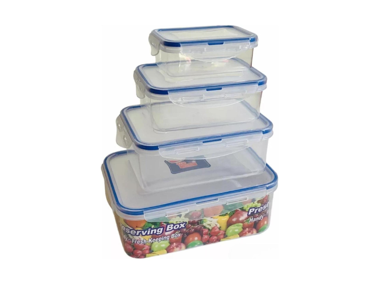 Set 4 Tupper Herméticos Alimentos Plástico Azul