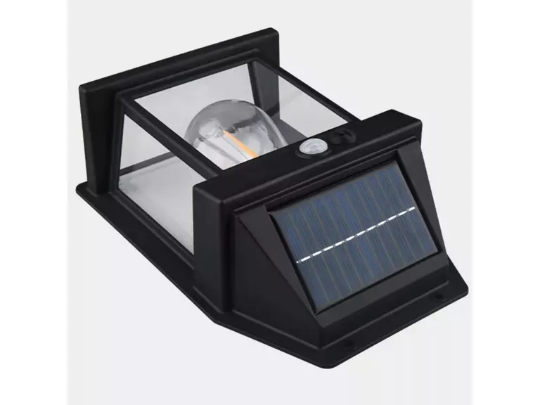 Farol Foco Solar Pared Sensor Movimiento 3.2 V Luz Cálida Negro