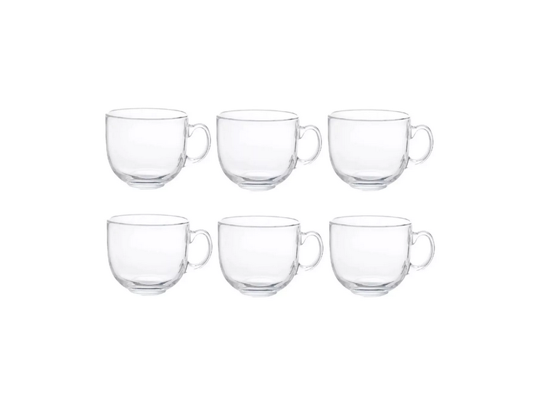 Set 6 Tazas Café Té Sin Plomo Vidrio Templado 450 ML