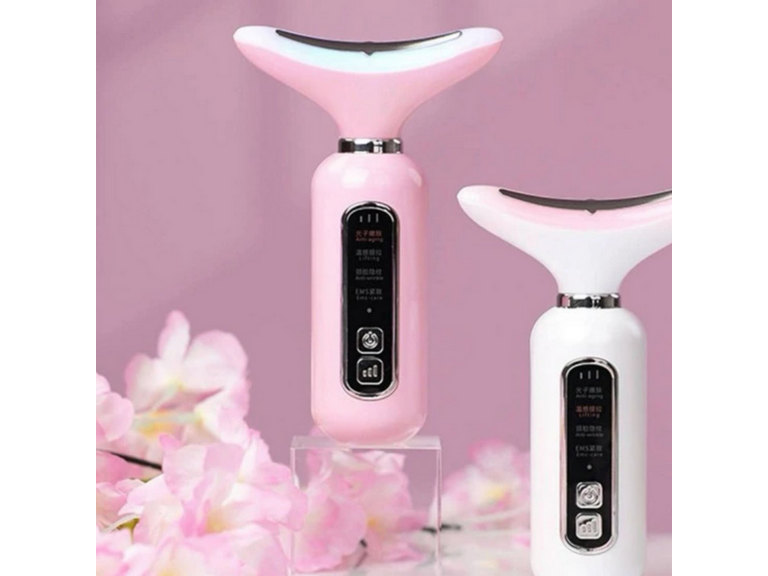 Masajeador Reductivo SkinCare Cuello Rostro Ultrasónico Rosado
