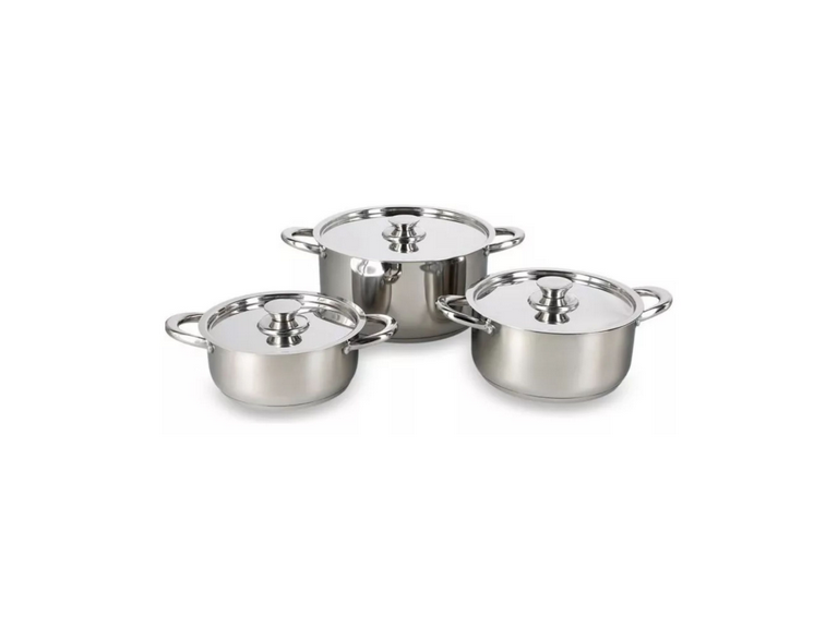 Juego Batería 6 Piezas Olla Cocina Acero Inoxidable Plateado