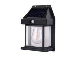 Farol Foco Solar Pared Sensor Movimiento 3.2 V Luz Cálida Negro