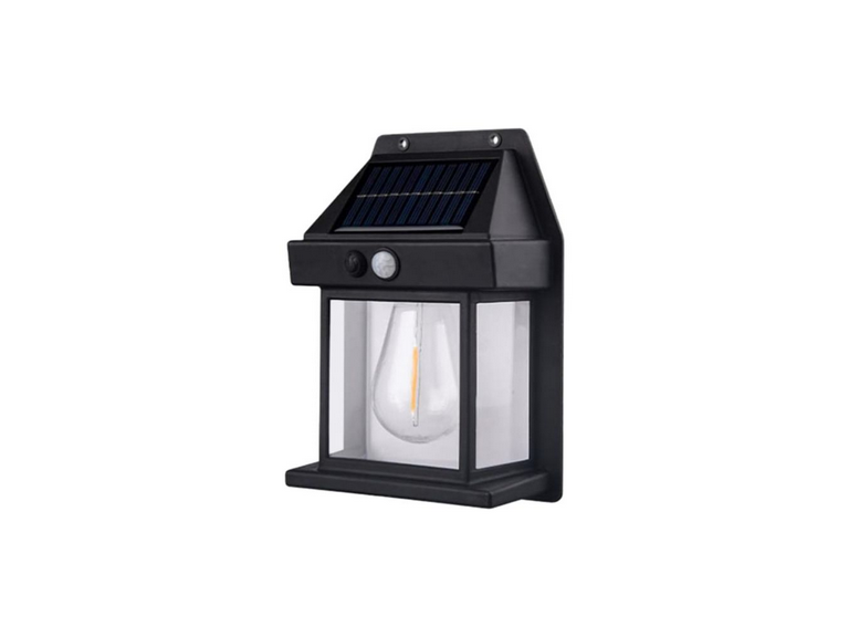 Farol Foco Solar Pared Sensor Movimiento 3.2 V Luz Cálida Negro