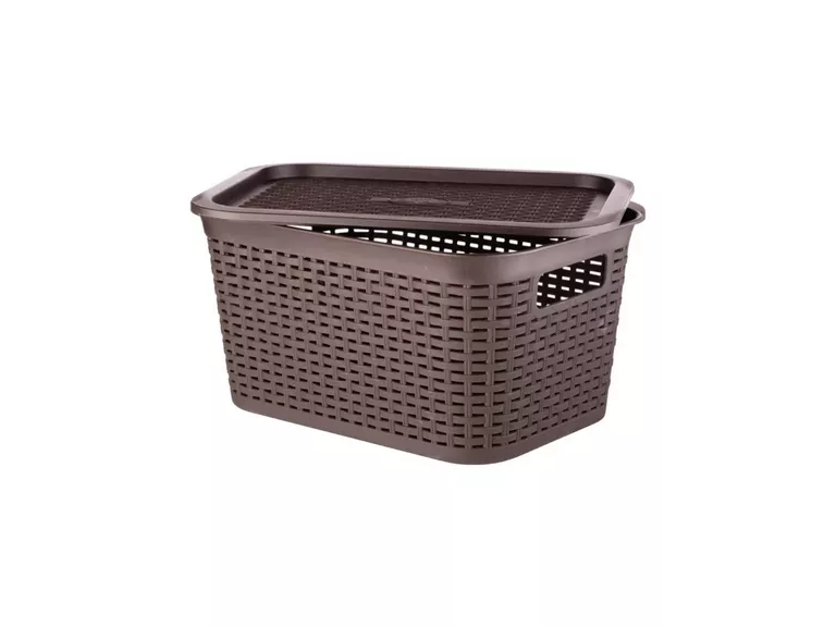 Pack 3 Cajas Organizadora Ratán 6 L Marrón Oscuro
