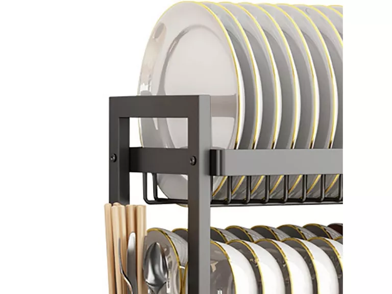 Rack Escurridor Platos 3 Niveles Acero Negro
