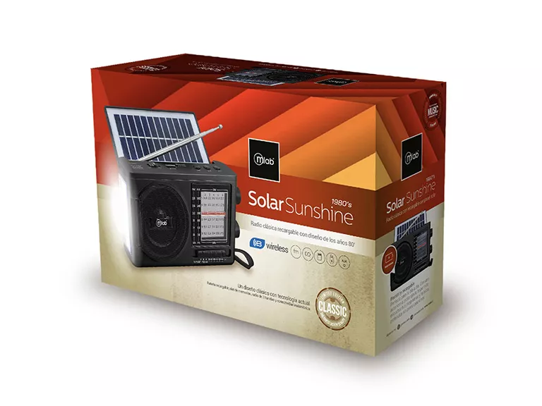 Radio Retro Solar Sunshine Light Black