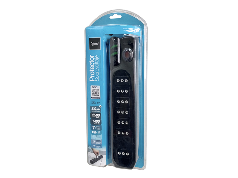 Alargador Con Protector De Voltaje 5MT Negro