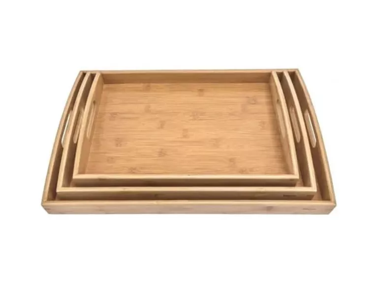 Set de 3 Bandejas de Madera Rectangular