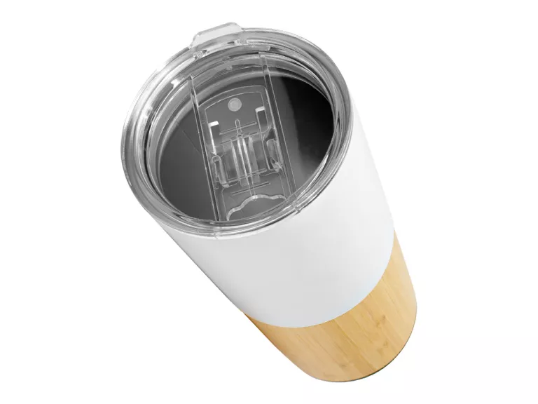 Mug metálico bamboo AURUS 500cc Blanco