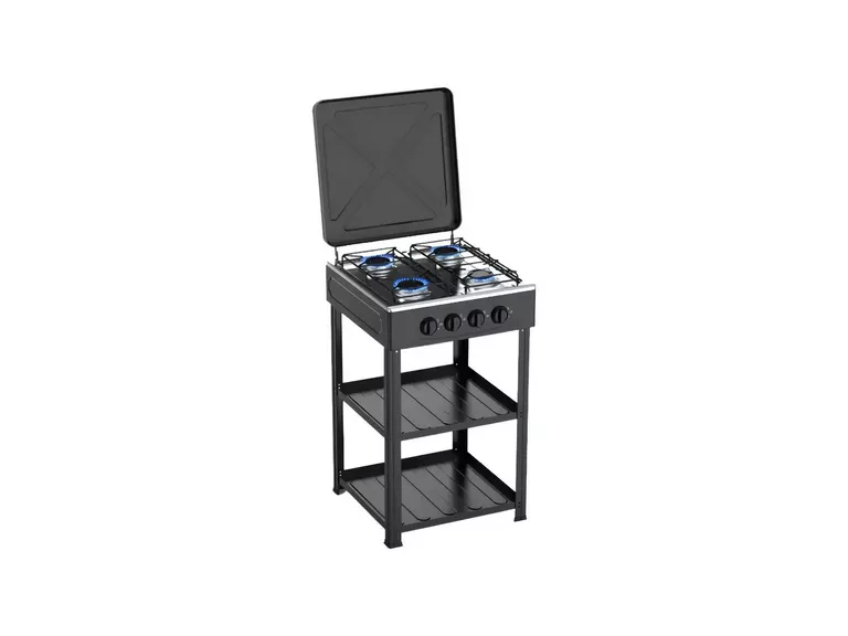 Cocina Encimera Gas 4 Quemadores Negro