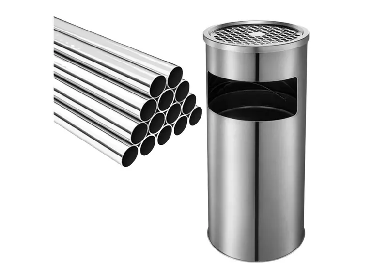 Basurero Cenicero Circular Acero 18 LT Plateado