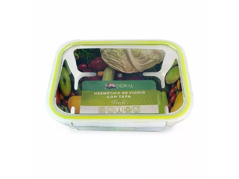 Hermético de Vidrio Rectangular DORAL Fresh 1500 ml con Tapa