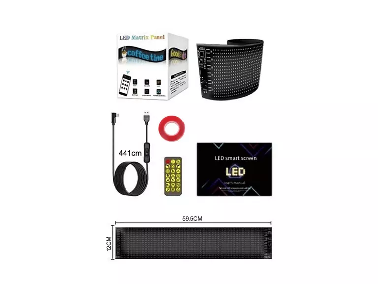 Letrero Luz LED Matrix Flexible 59.5x12 CM 10 Watt Negro