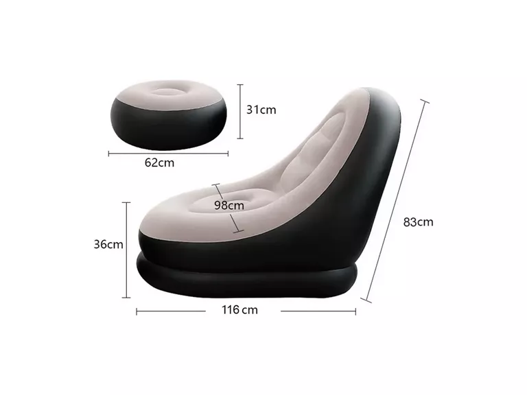 Sofa Puff Inflable Reposa Pies Inflador 1.16x98x83 Gris