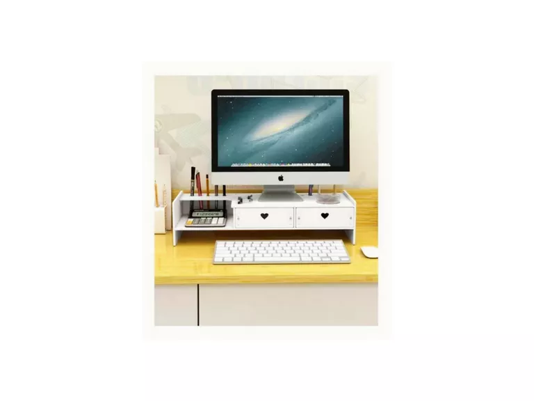 Organizador Escritorio Base Monitor Madera Corazón