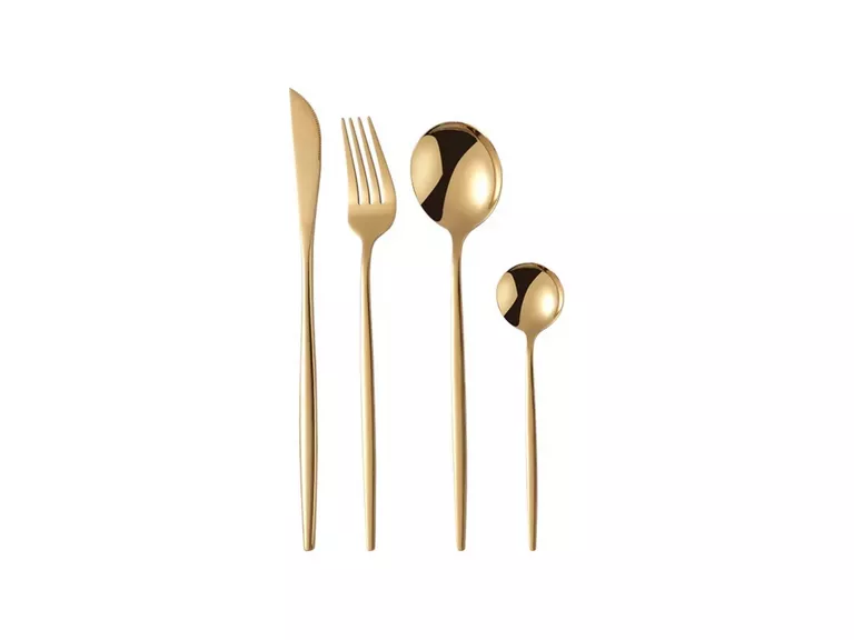 Set 24 Piezas Cubiertos Acero Inoxidable Dorado