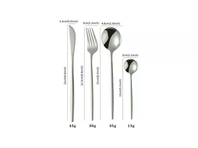 Set 24 Piezas Cubiertos Acero Inoxidable Plateado