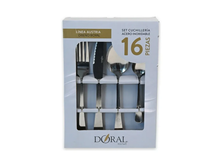 Set Juego Cubiertos Acero Inoxidable 16 Piezas
