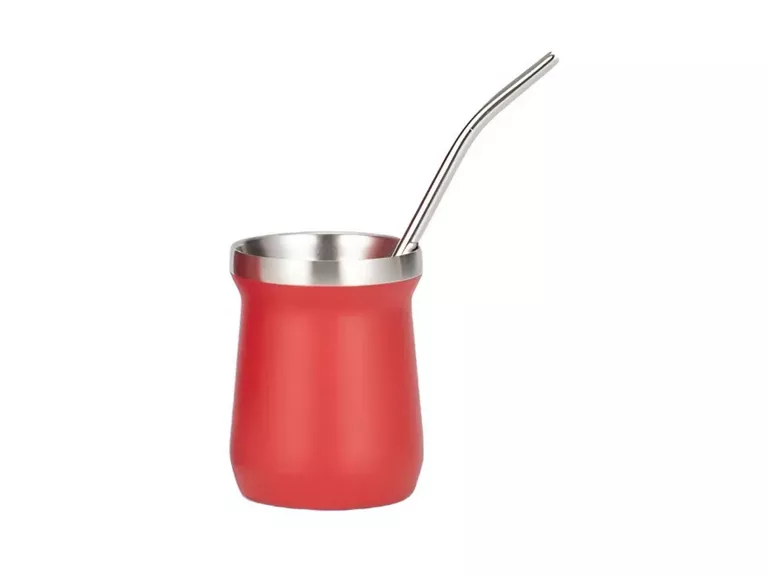 Set Termo Mate Tapa Bombilla 1 LT Rojo