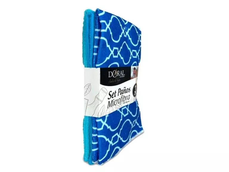 Set de Paños de Microfibra Doral 3 Piezas Colores Surtidos