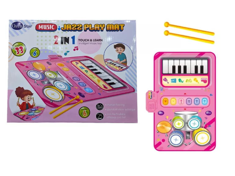 Teclado Musical Interactiva 2 en 1 Music Jazz Play Mat Rosa