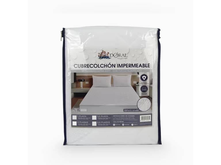 Cubre Colchón Acolchado 100% Impermeable 2.5 Plazas Doral