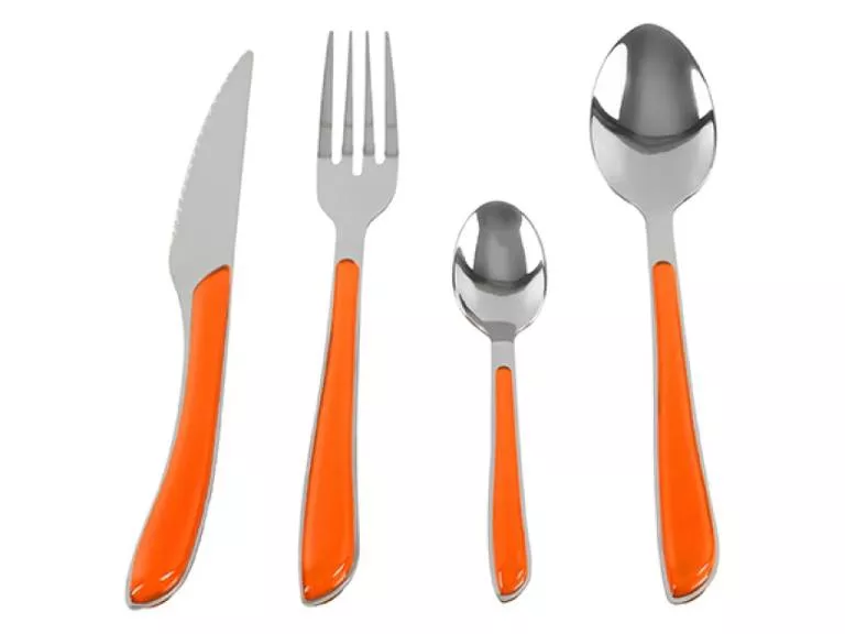 Set de Cubiertos Doral Colorful 24 Piezas Acero Inoxidable Naranjo