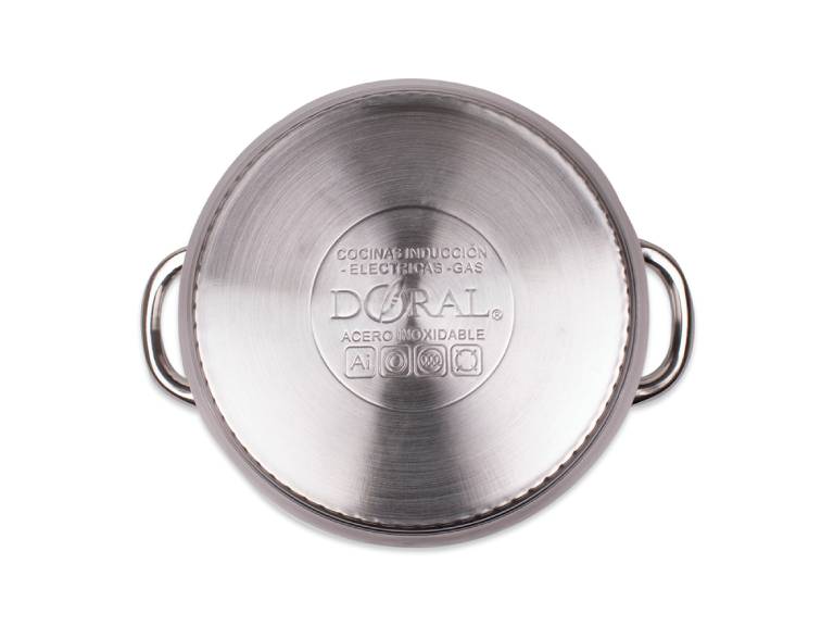 Olla Acero 26 cm Tapa Vidrio Kassel Doral