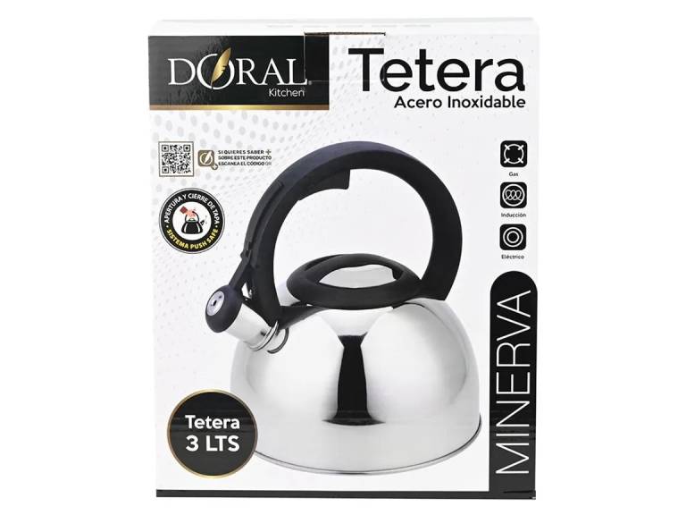 Tetera Doral Minerva 3 Litros con Silbato Acero Inoxidable