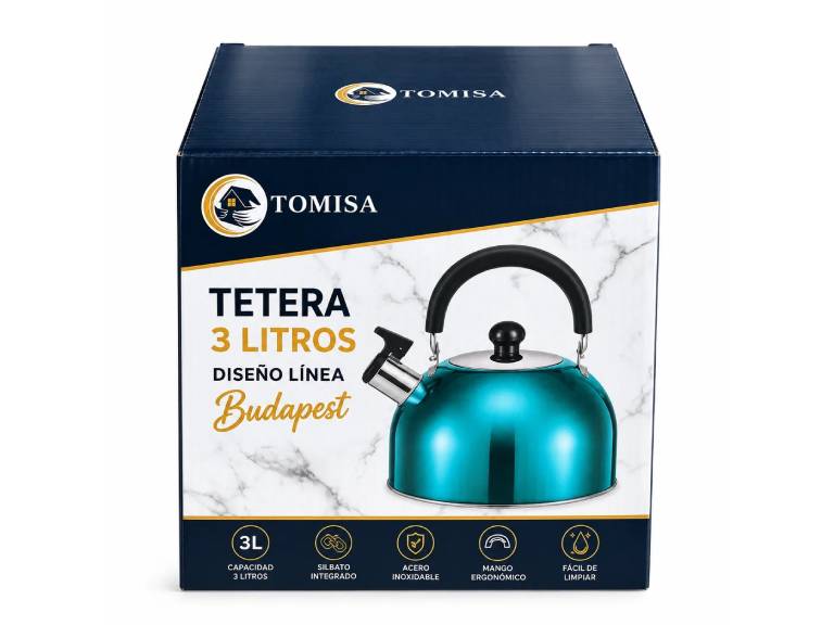 Tetera Tomisa 3 Litros Línea Budapest Turquesa